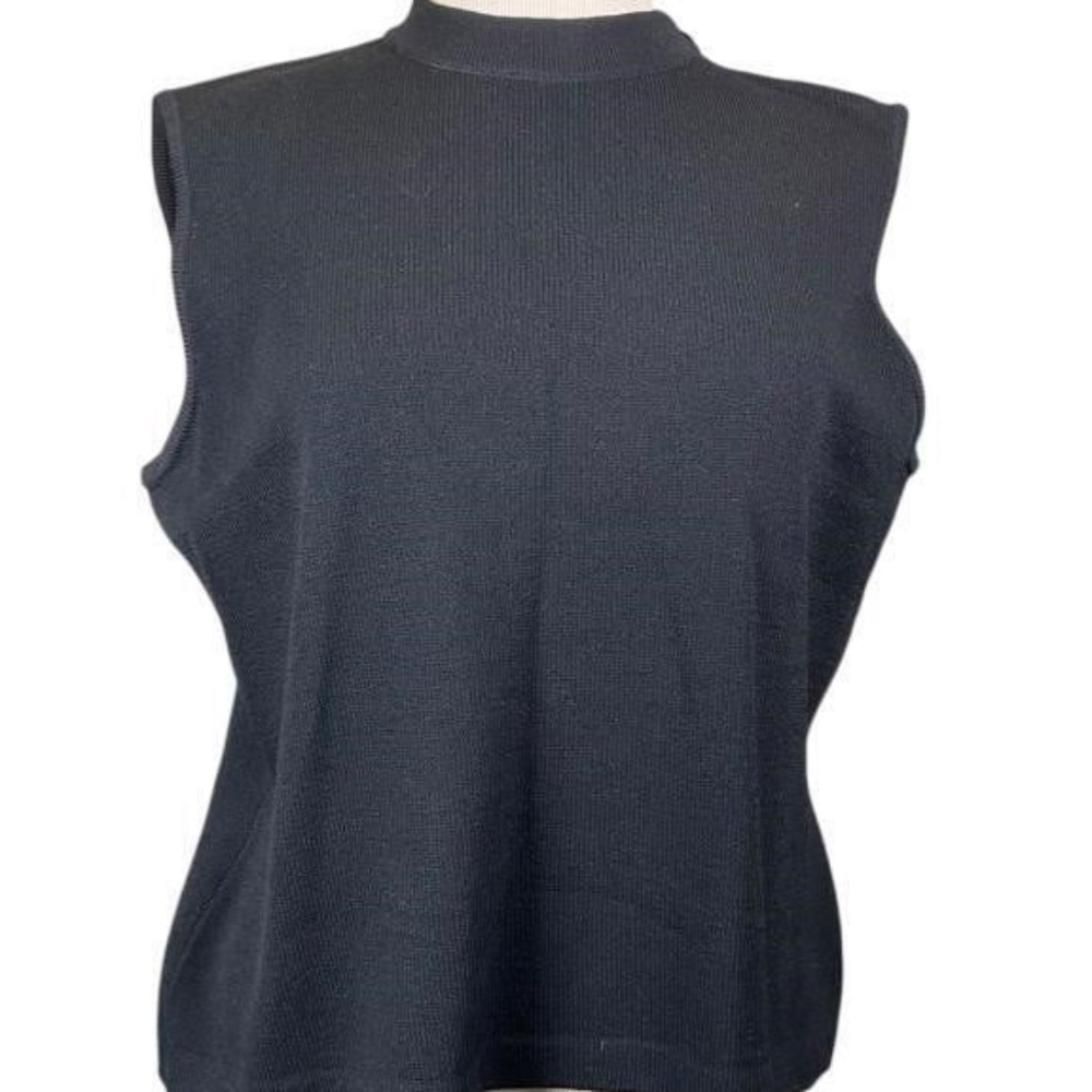 St John Classics Black Textured Knit Sweater Vest Size M